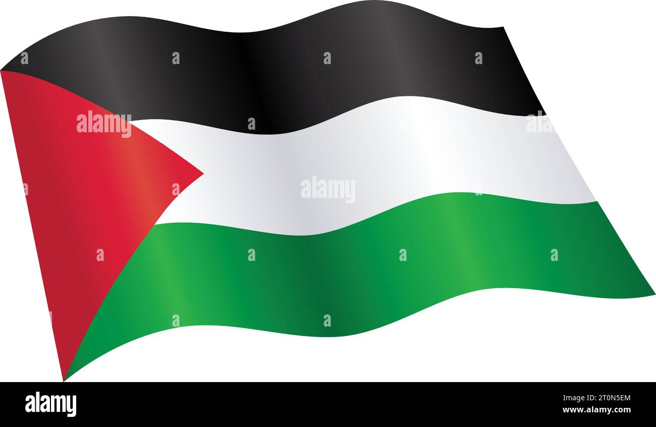 palestinian flag of palestine flying waving flowing silk vector