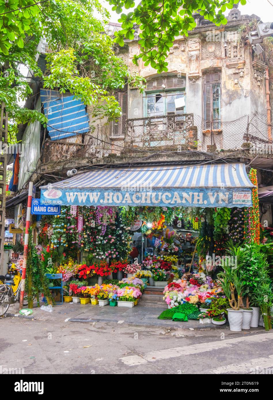 Hanoi, Vietnam. Hang Ma Street Florist Shop. Stock Photo
