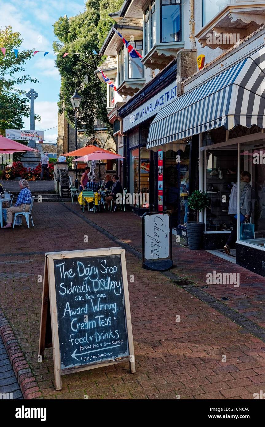 Outside diners in Sidmouth Devon. Stock Photo
