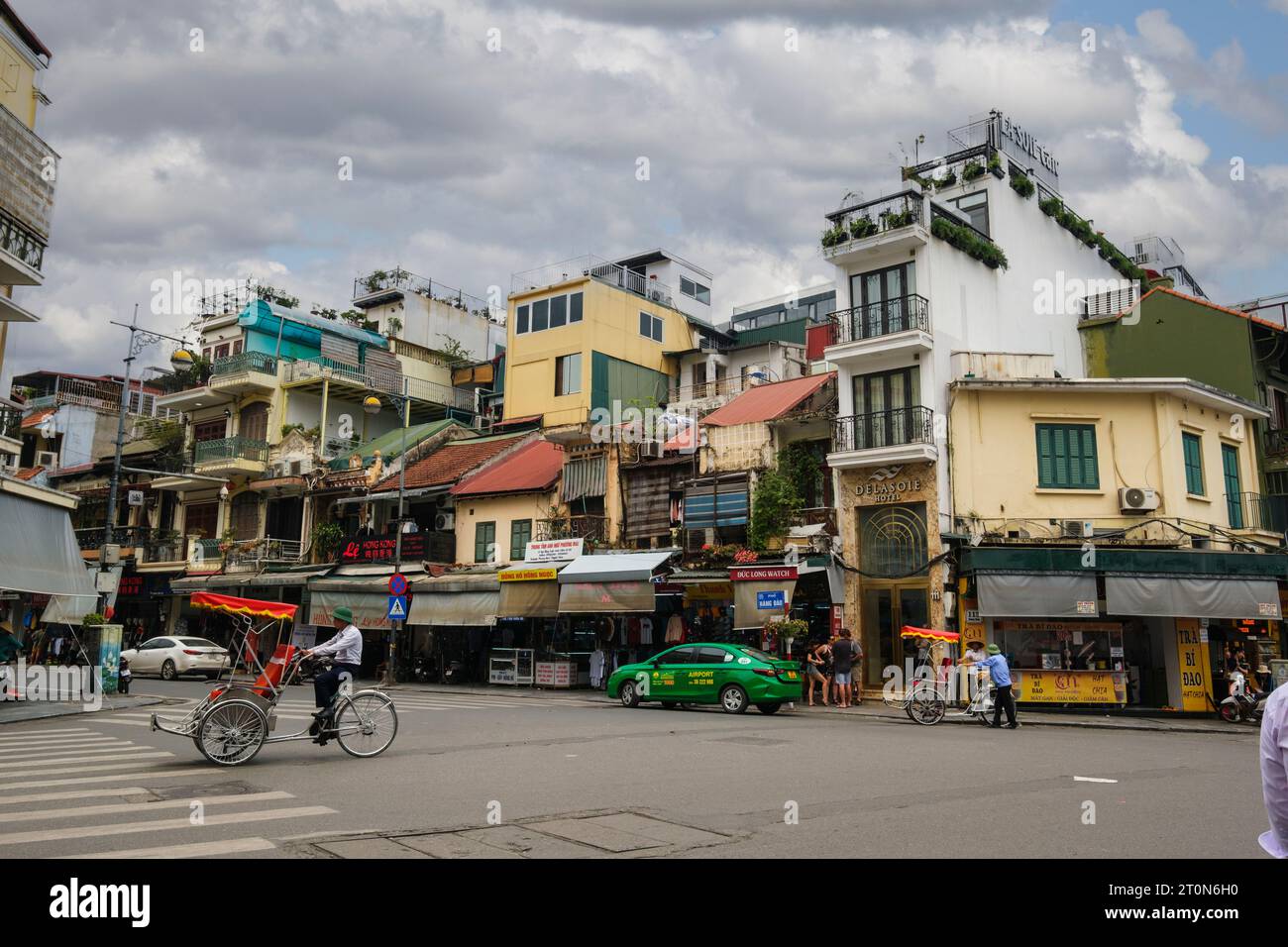 Hanoi, Vietnam. Street Scene, Hang Dao Intersection, Old Quarter