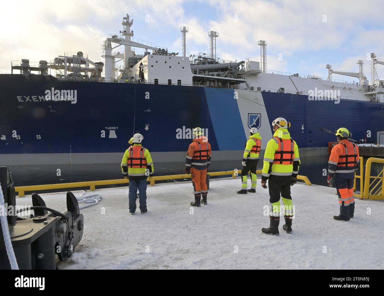FILE - A view of the Vessel FSRU Exemplar, the floating liquefied ...