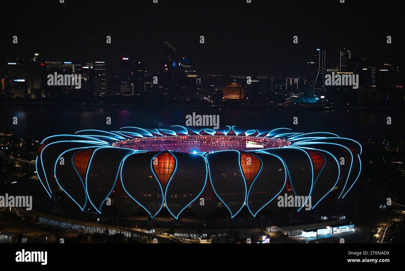 Hangzhou. 8th Oct, 2023. This photo taken on Oct. 8, 2023 shows a view of the Hangzhou Olympic Sports Center Stadium in Hangzhou, east China's Zhejiang Province. Credit: Xia Yifang/Xinhua/Alamy Live News Stock Photo