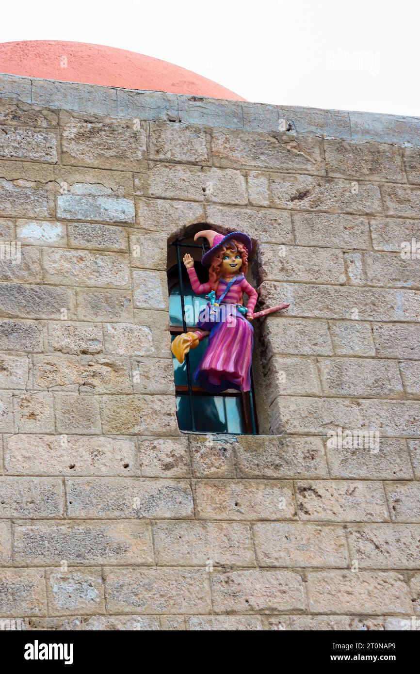 Witch decoration on the side of the building for Hans and Gretel ...