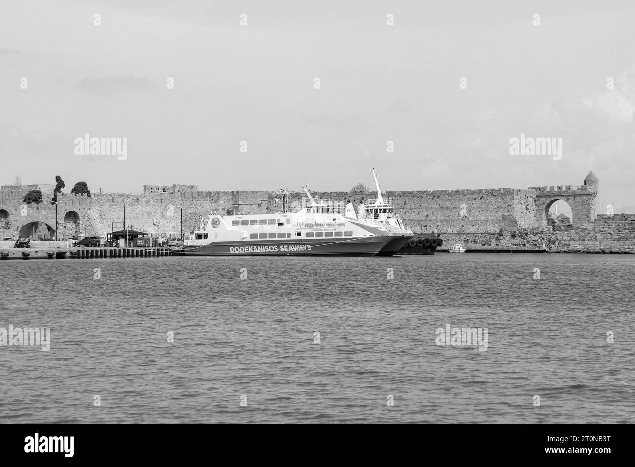 Ferry to greek islands Black and White Stock Photos & Images - Alamy