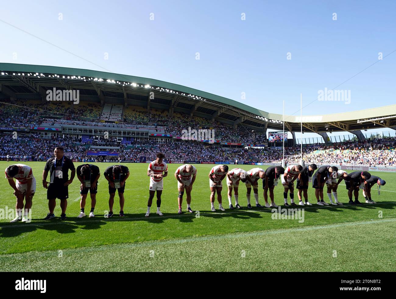 Japan players after the final whistle of the Rugby World Cup 2023, Pool D  match at Stade de la Beaujoire in Nantes, France. Picture date: Sunday  October 8, 2023 Stock Photo - Alamy