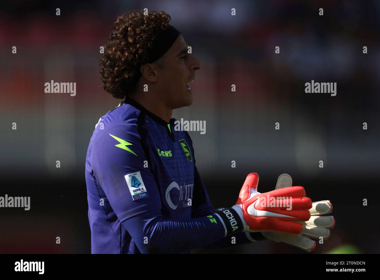 Monza, Italy. 8th Oct, 2023. Guillermo Ochoa of Salernitana reacts during the Serie A match at Stadio Brianteo, Monza. Picture credit should read: Jonathan Moscrop/Sportimage Credit: Sportimage Ltd/Alamy Live News Stock Photo