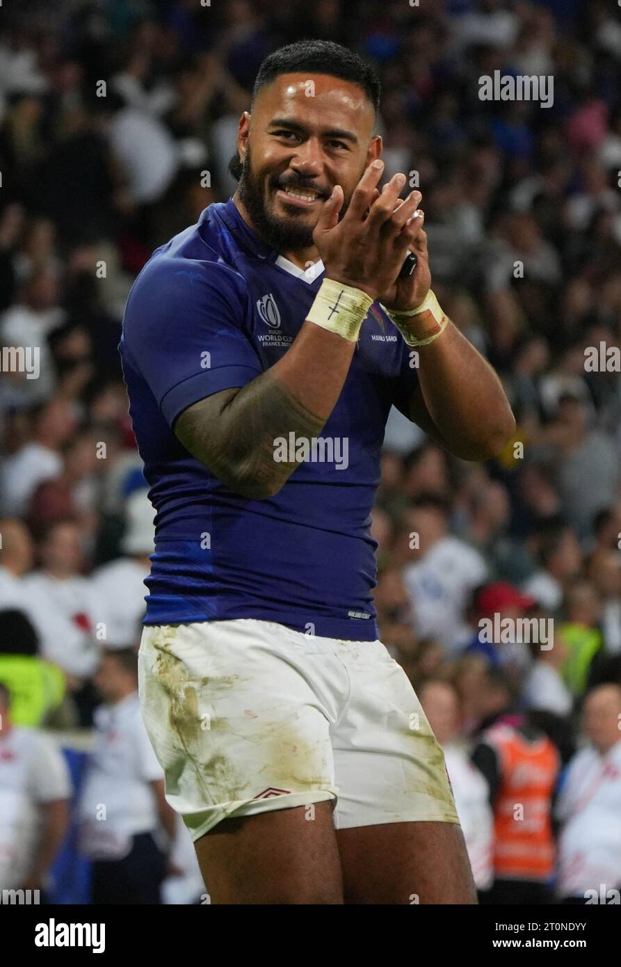 Manu Tuilagi  of England during the World Cup 2023, Pool D rugby union match between England and Samoa on October 7, 2023 at Pierre Mauroy stadium in Villeneuve-d'Ascq near Lille, France - Photo Laurent Lairys / DPPI Stock Photo