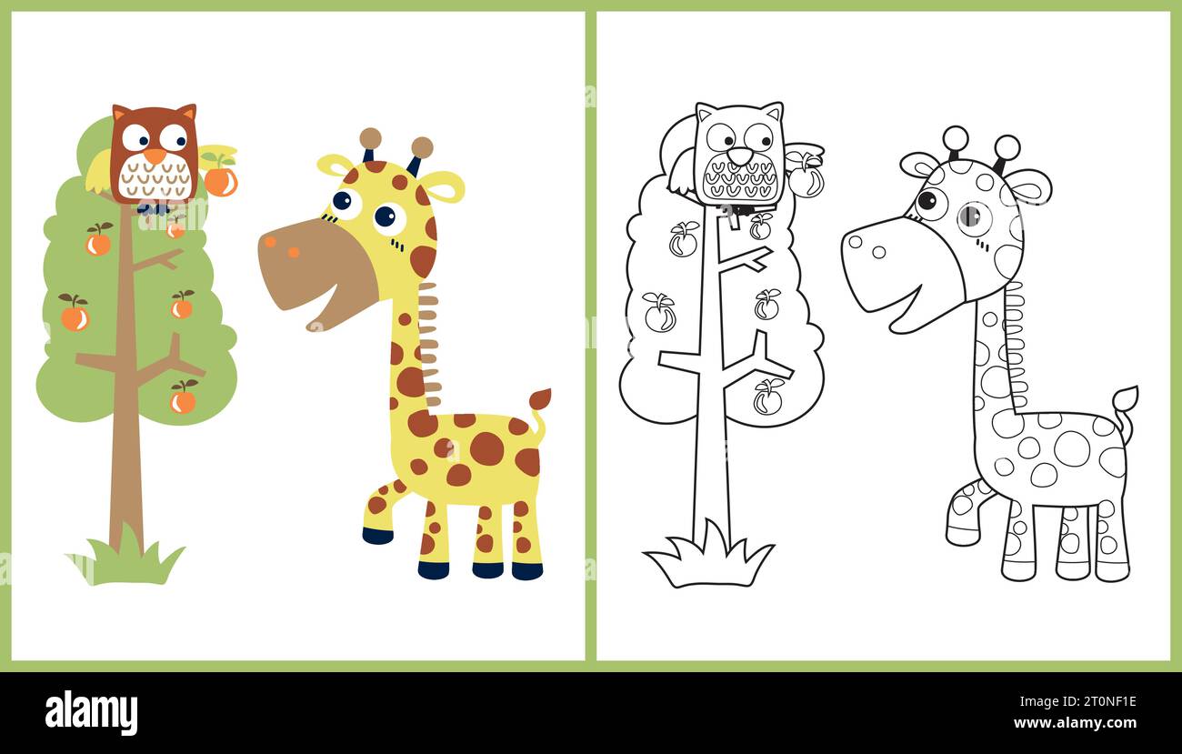 Premium Vector  Coloring book or coloring page for kids giraffe