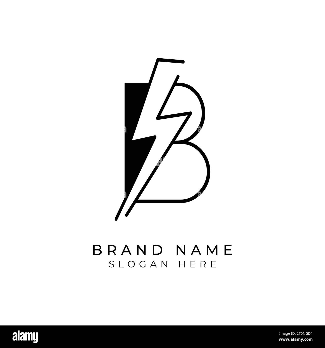 Letter B Electric logo, Thunder Bolt design Icon template, vector