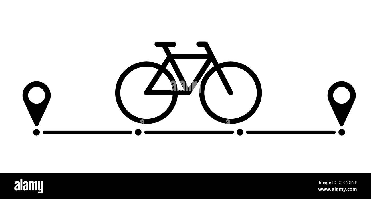 World bicycle day and pointers on way. Sport icon. Cyclist, cycling symbol. vector bike pictogram. Road, pin location logo. Pointer or point trekking Stock Photo