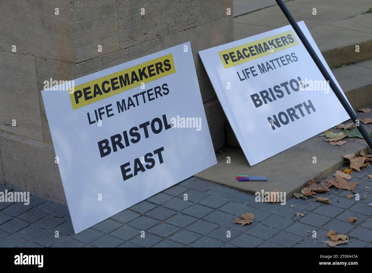 Bristol, UK. 8th Oct, 2023. Bristol people rally against knife crime in the city after recent incidents left one dead and one hospitalised. Speakers and activists gathered at the cenotaph in the city centre. Credit: JMF News/Alamy Live News Stock Photo