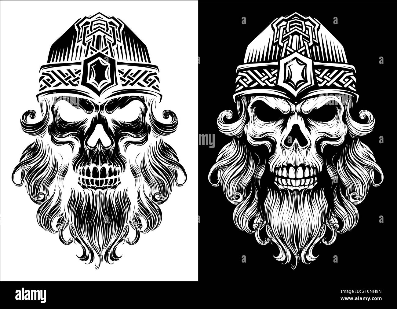 Viking Warrior Skull Man Mascot Face in Helmet Stock Vector Image & Art ...