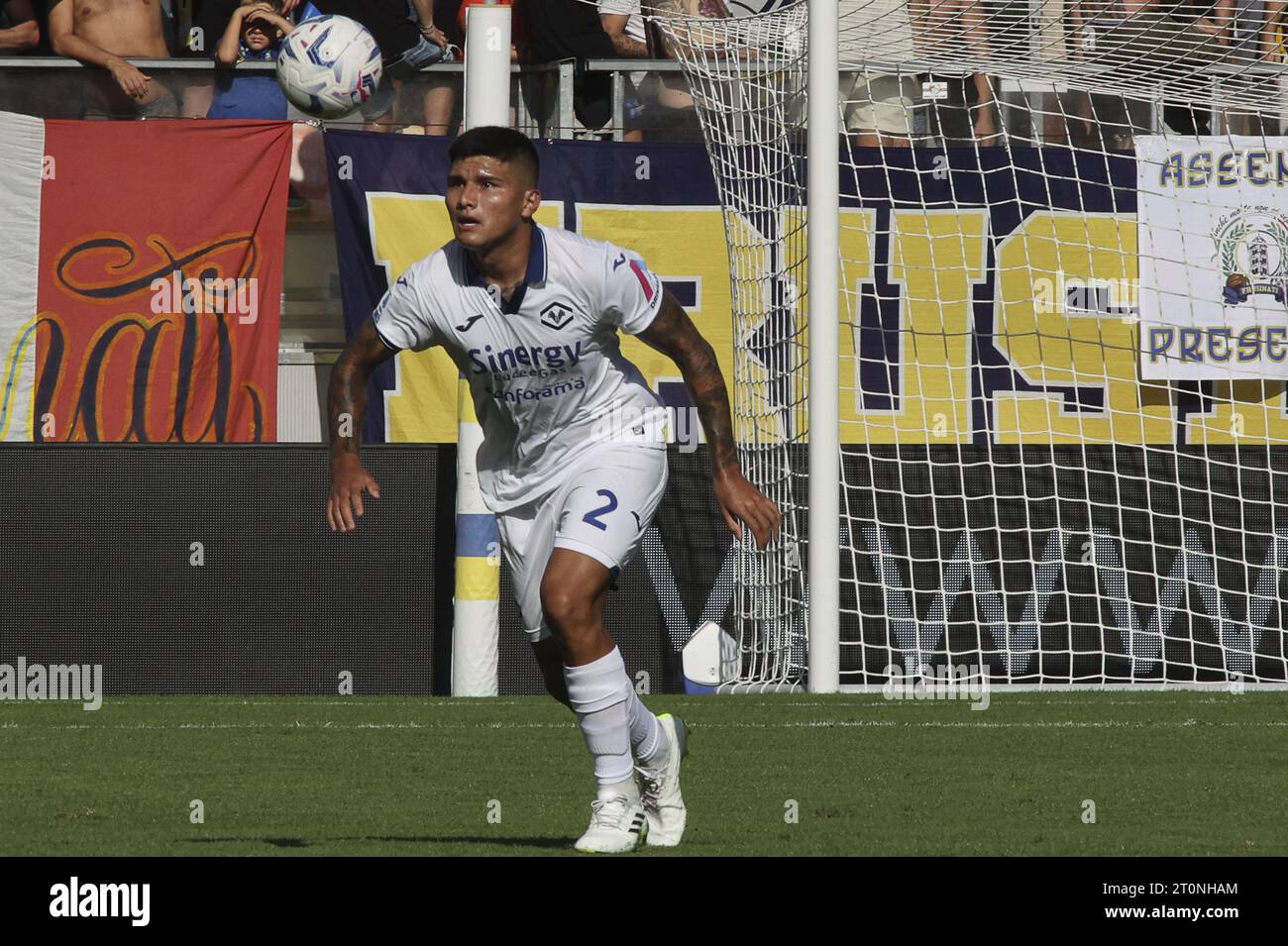 Frosinone, Italy. 08th Oct, 2023. Bruno Amione of Hellas Verona FC play the ball during Frosinone Calcio vs Hellas Verona FC, 8Â° Serie A Tim 2023-24 game at Benito Stirpe Stadium in Frosinone (FR), Italy, on October 08, 2023. Credit: Independent Photo Agency/Alamy Live News Stock Photo