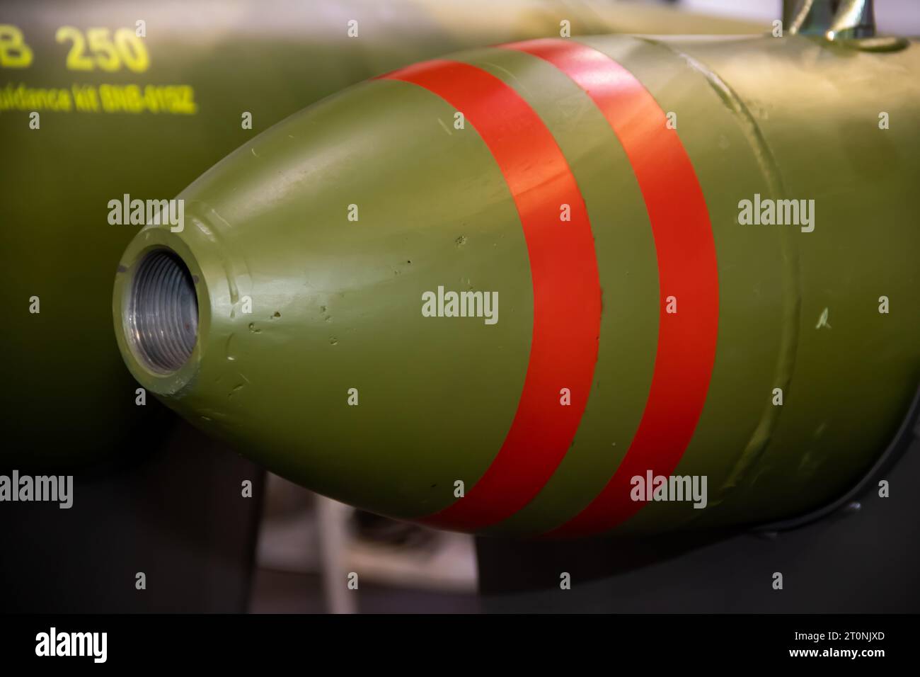 Free-fall GPS guided bomb, for attack against targets of medium fortification level, such as industrial facilities, roads, at speed of 1000Km per hour Stock Photo