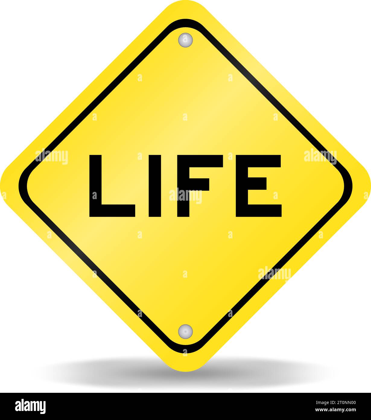 Yellow color transportation sign with word life on white background ...