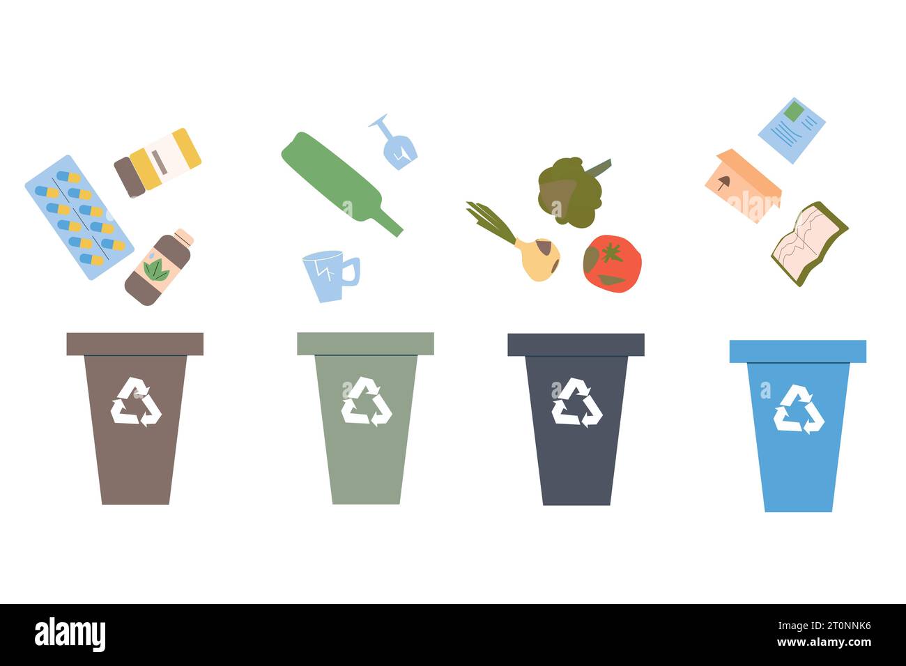 Waste sorting - vector, Zero waste life style Stock Vector