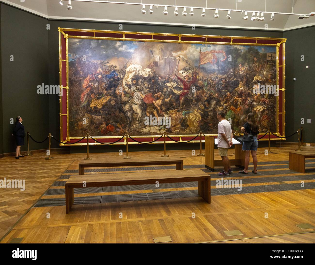 visitors looking at Jan Matejiko, 'The Battle of Grunwald', 1878,oil on canvas, The National Museum in Warsaw, (MNW), Warsaw, Poland Stock Photo