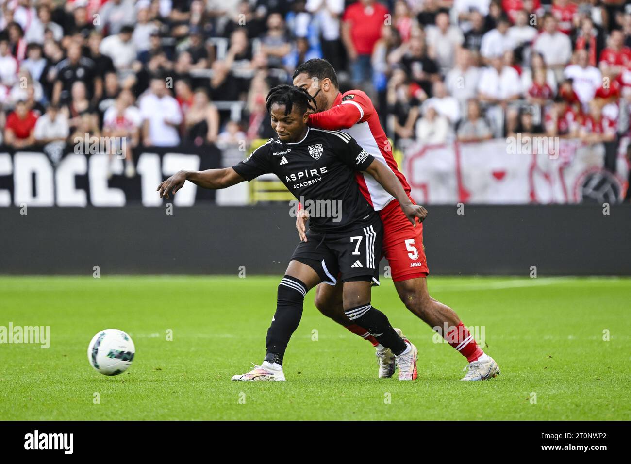 Antwerp, Belgium. 08th Oct, 2023. Eupen's Isaac Nuhu And Antwerp's Owen ...