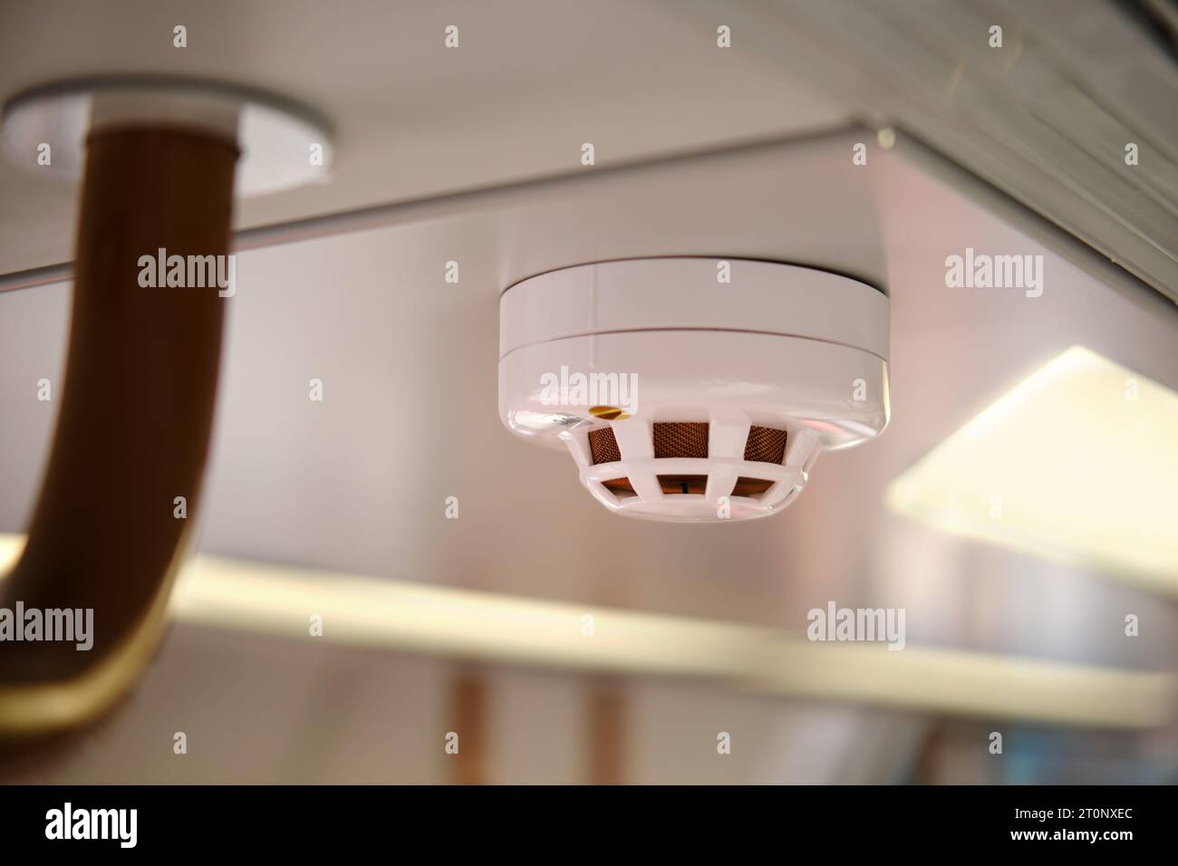 Smoke detector on ceiling in subway train, closeup of photo Stock Photo Alamy
