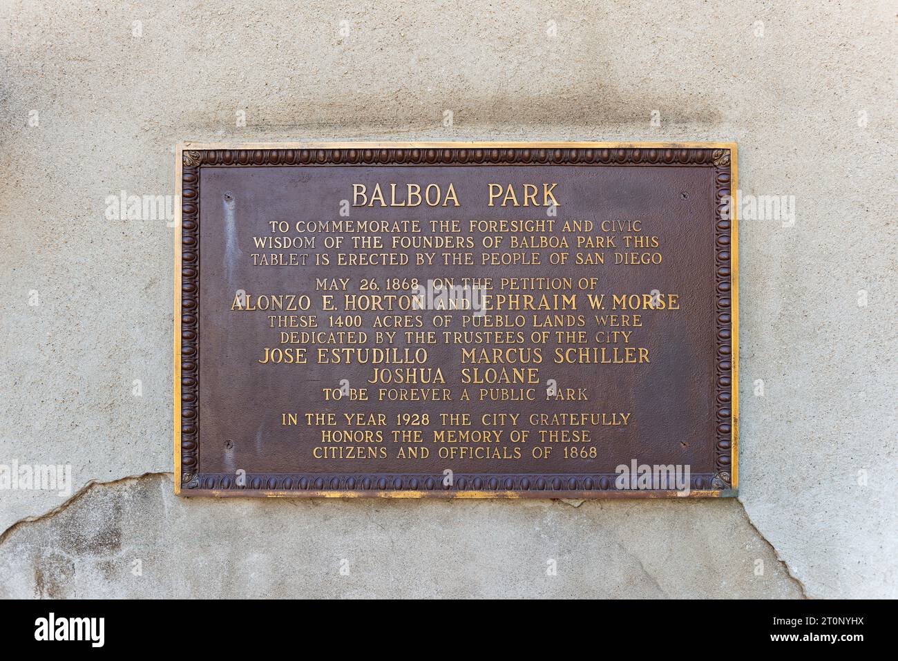 A commemorative plaque in San Diego, California’s Balboa Park