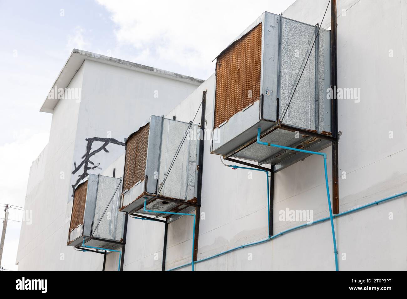 Poor install HVAC Air Chillers Units. Watering Air Conditioner for