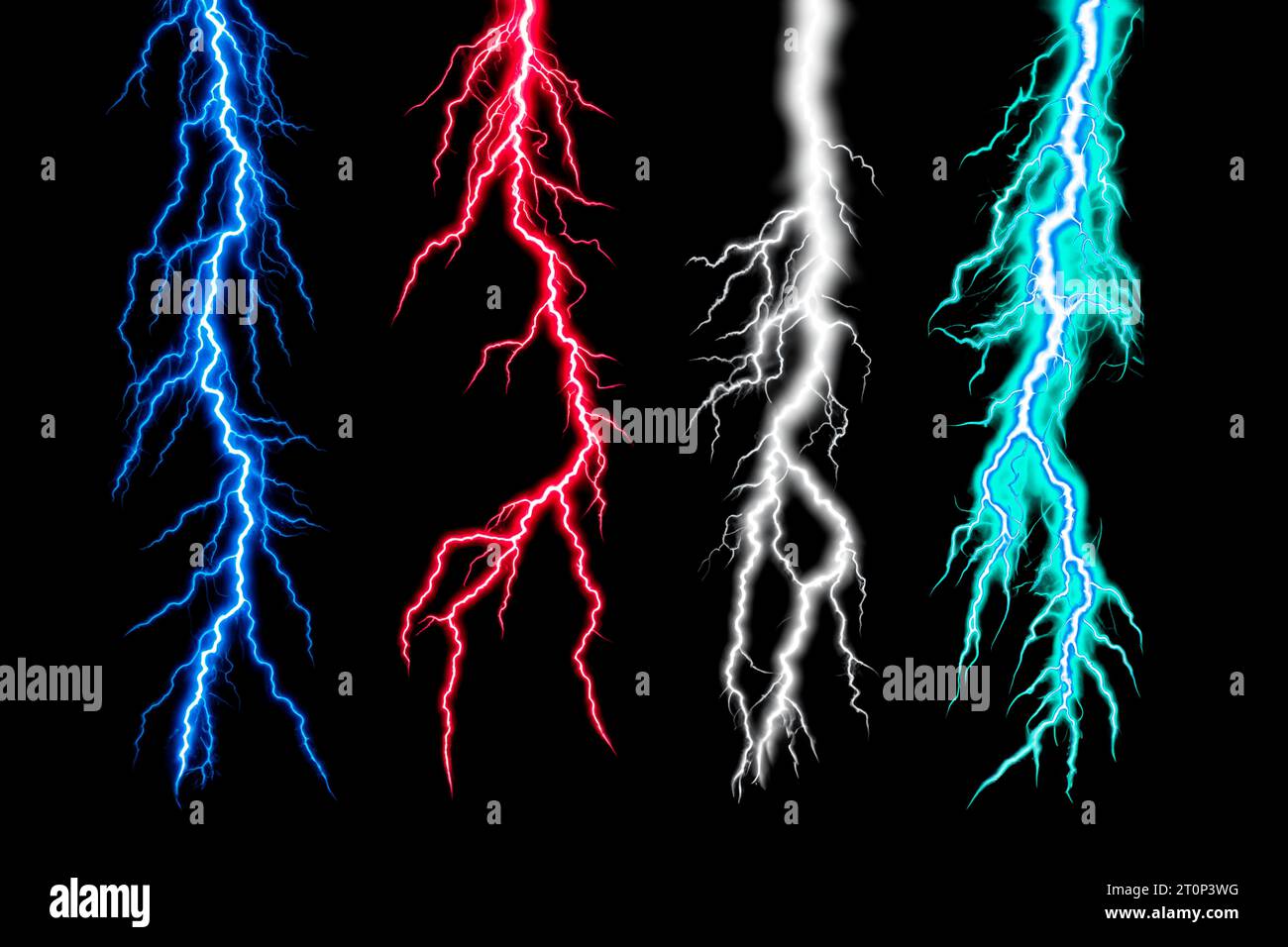 lightning thunder high voltage sparking flash mix colors effect illustration graphic for design resources Stock Photo