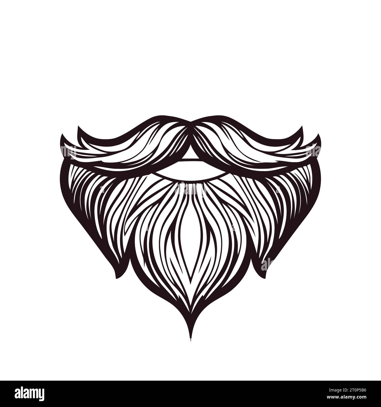 Beard and mustache. Hand drawn male beard and mustache. Vector illustration. Stock Vector