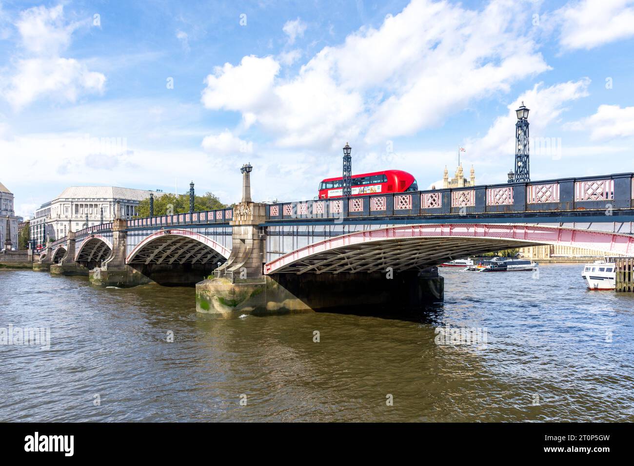 Lambeth Bridge over River Thames, South Bank, London Borough of Lambeth, Greater London, England, United Kingdom Stock Photo