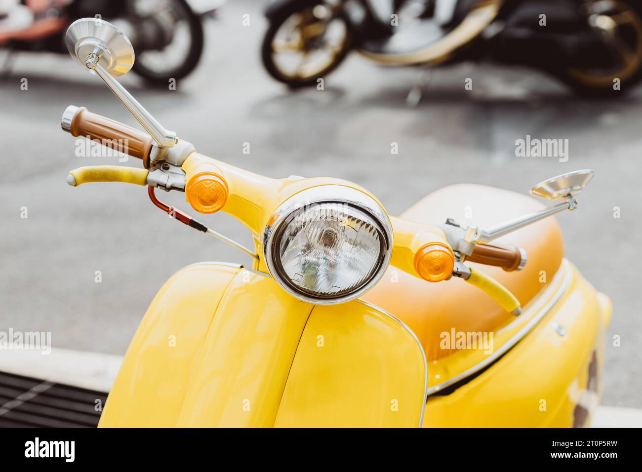 modern mini scooter motorcycle classic vintage retro style decoration most popular in many country Stock Photo
