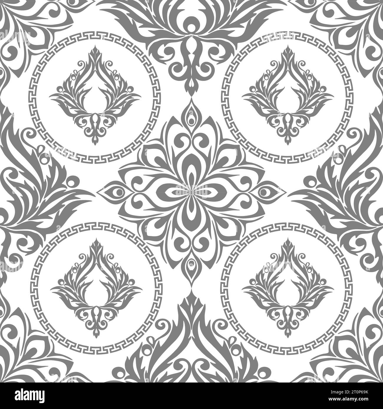 seamless graphic pattern, tile with abstract geometric gray ornament on ...