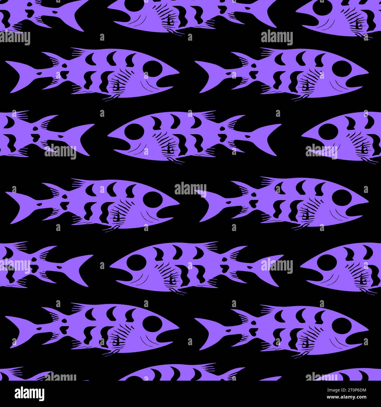 simple seamless pattern of blue graphic fish on a black background ...