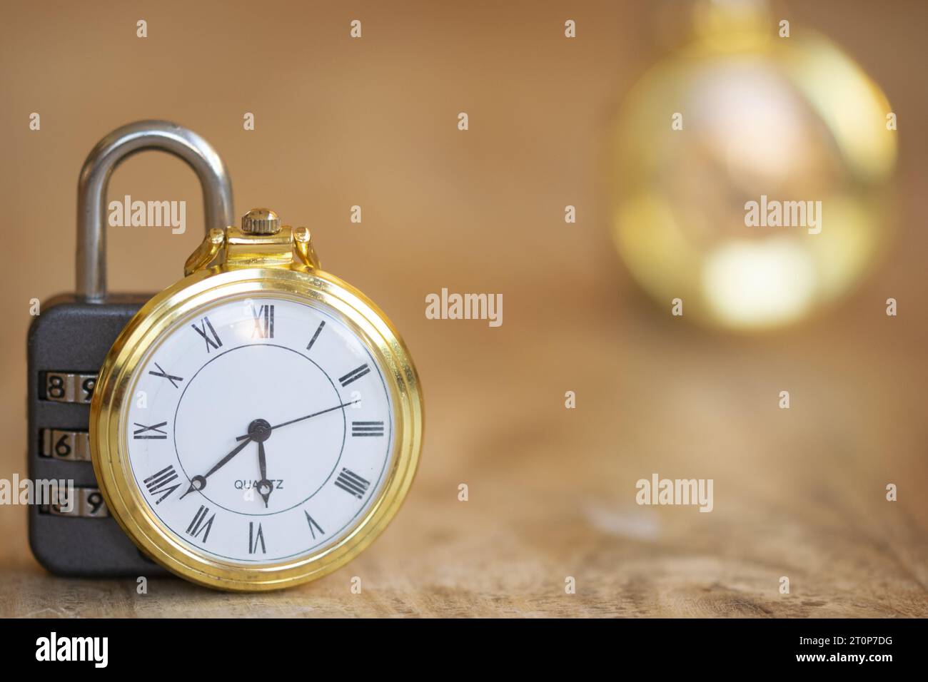 time concept with two old pocket watch and a combination lock Stock ...