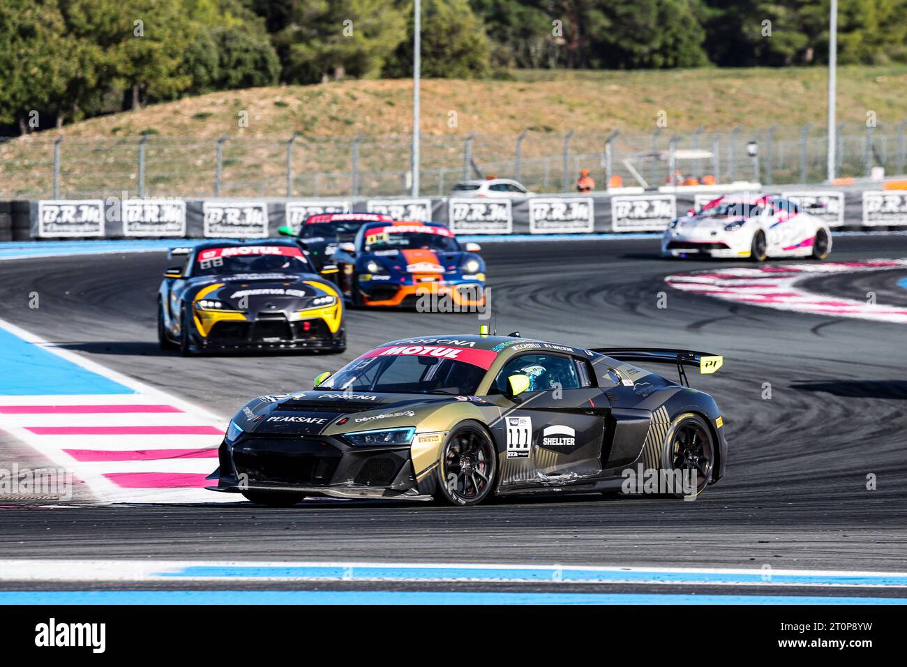 Le Castellet, France. 08th Oct, 2023. 111 CASTELLI Gael FRA, MALOIGNE Edgar TBC, CSA RACING, Audi R8 LMS GT4, PRO-AM, during the 6th round of the Championnat de France FFSA GT - GT4 France 2023, from October 6 to 8, 2023 on the Circuit de Paul Ricard, in Le Castellet, France - Photo Grégory Lenormand/DPPI Credit: DPPI Media/Alamy Live News Credit: DPPI Media/Alamy Live News Stock Photo