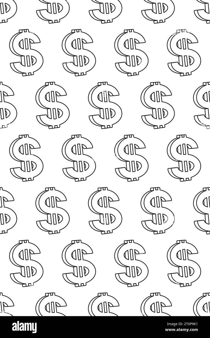 Seamless pattern of an abstract contour dollar symbol Stock Vector ...