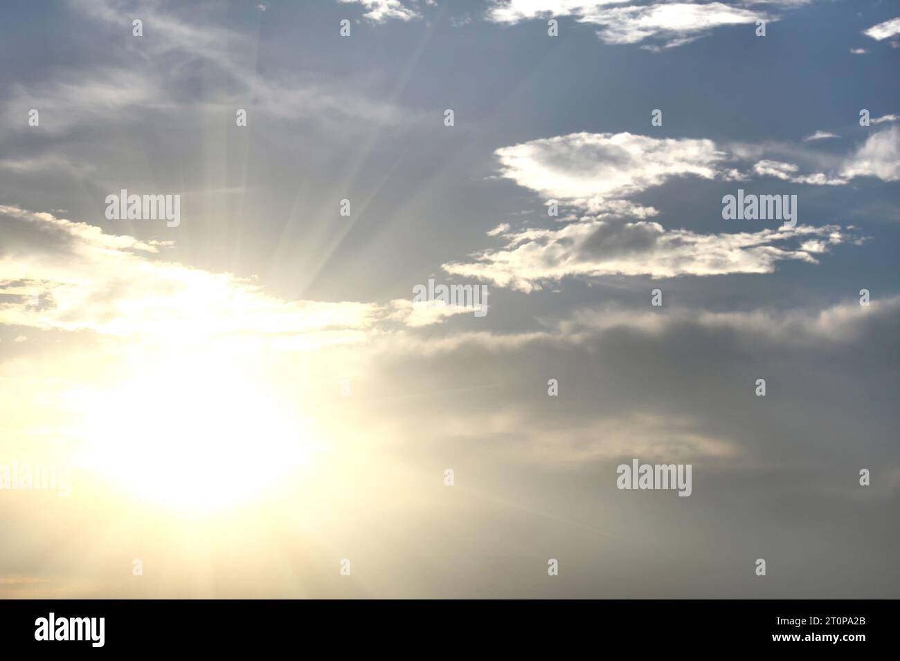 Beautiful sky with sunlight and clouds background Stock Photo - Alamy