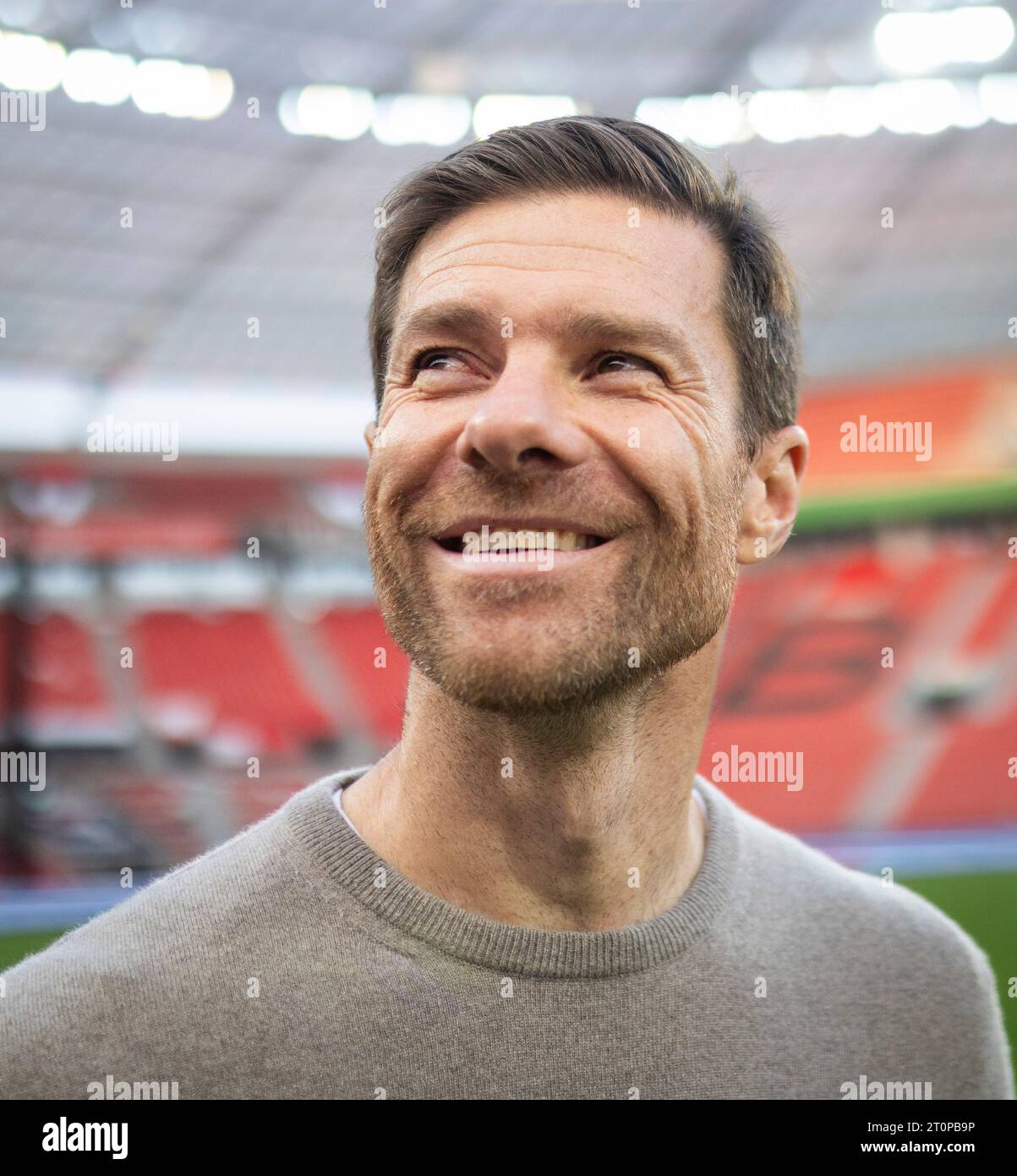 Leverkusen, Germany. 08th Oct 2023. Trainer Xabi Alonso (Leverkusen