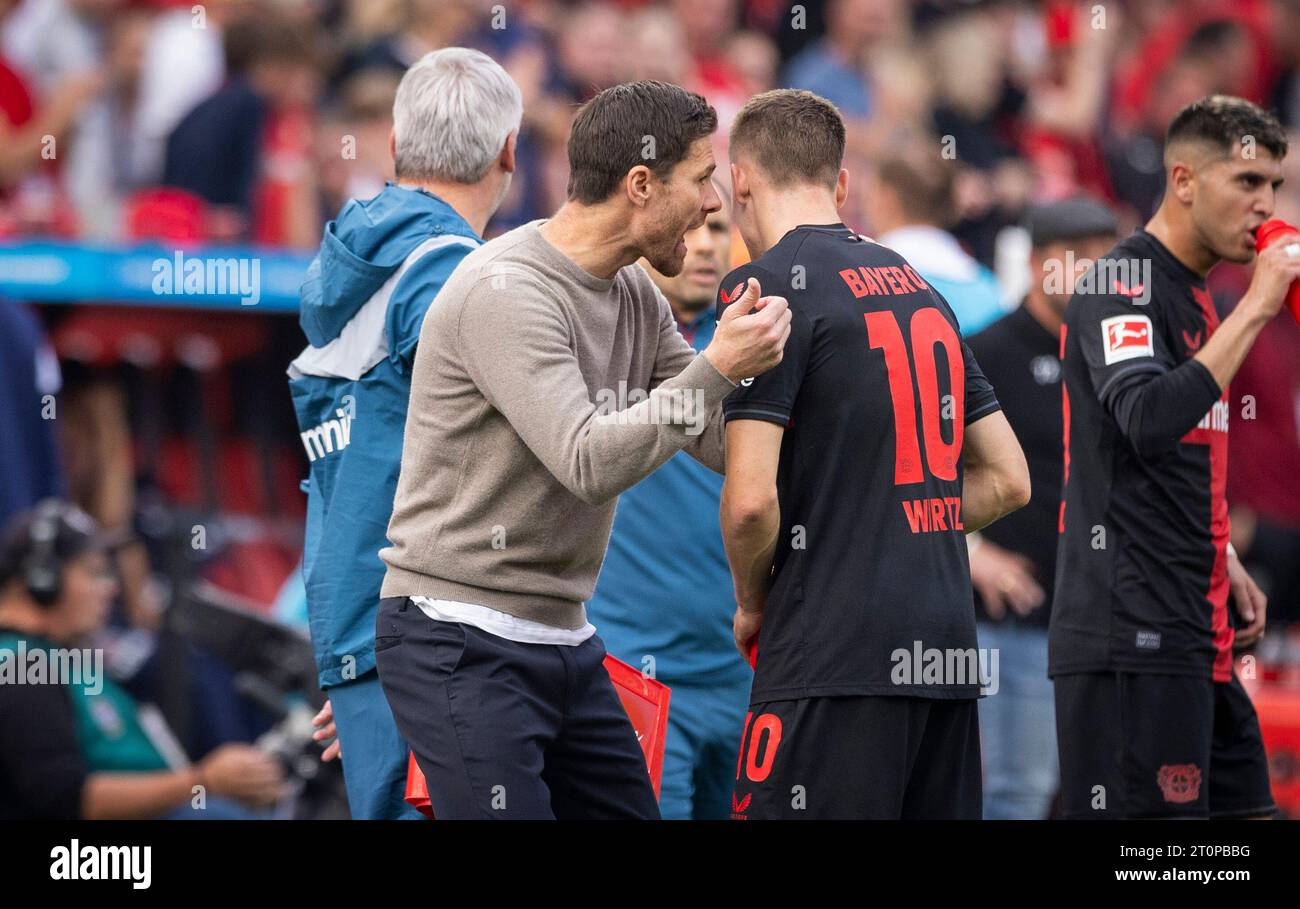 Leverkusen, Germany. 08th Oct 2023. Trainer Xabi Alonso (Leverkusen