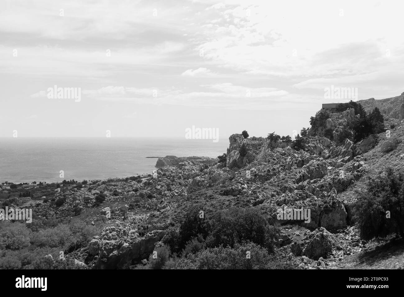 Rocky island coast in Black and White Stock Photos & Images - Alamy