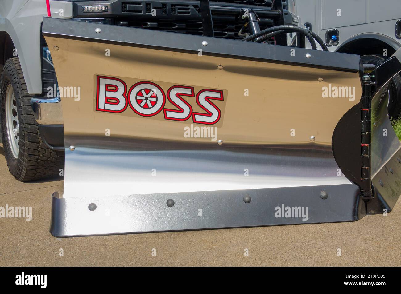 LAUDERDALE, MN, USA AUGUST 31, 2023 BOSS Snowplow snow plow thrower