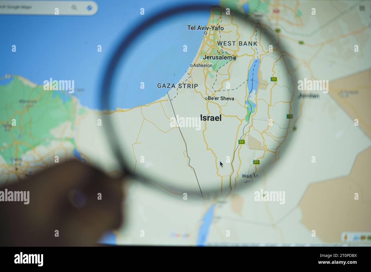 Israel and and Palestine on Google maps Stock Photo Alamy