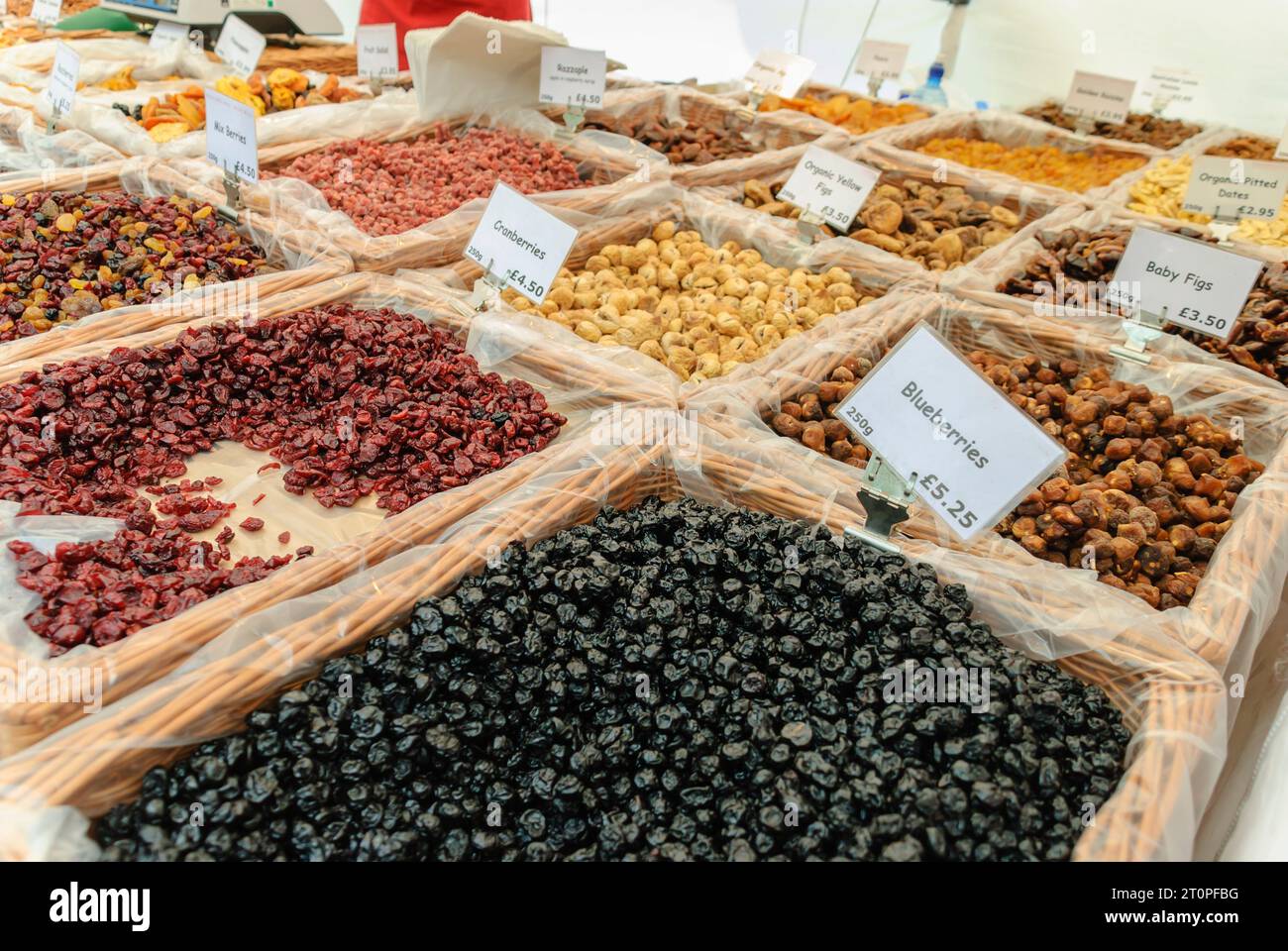 Dried fruit for sale at a market stall Stock Photo Alamy
