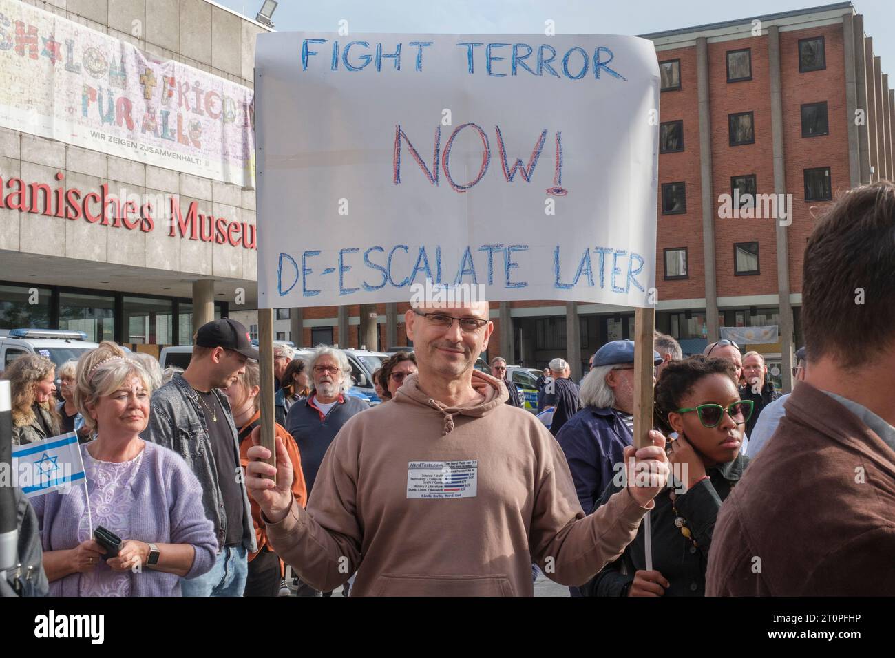 Solidarity event for Israel after the Hamas attack at Roncaliplatz in Cologne Stock Photo