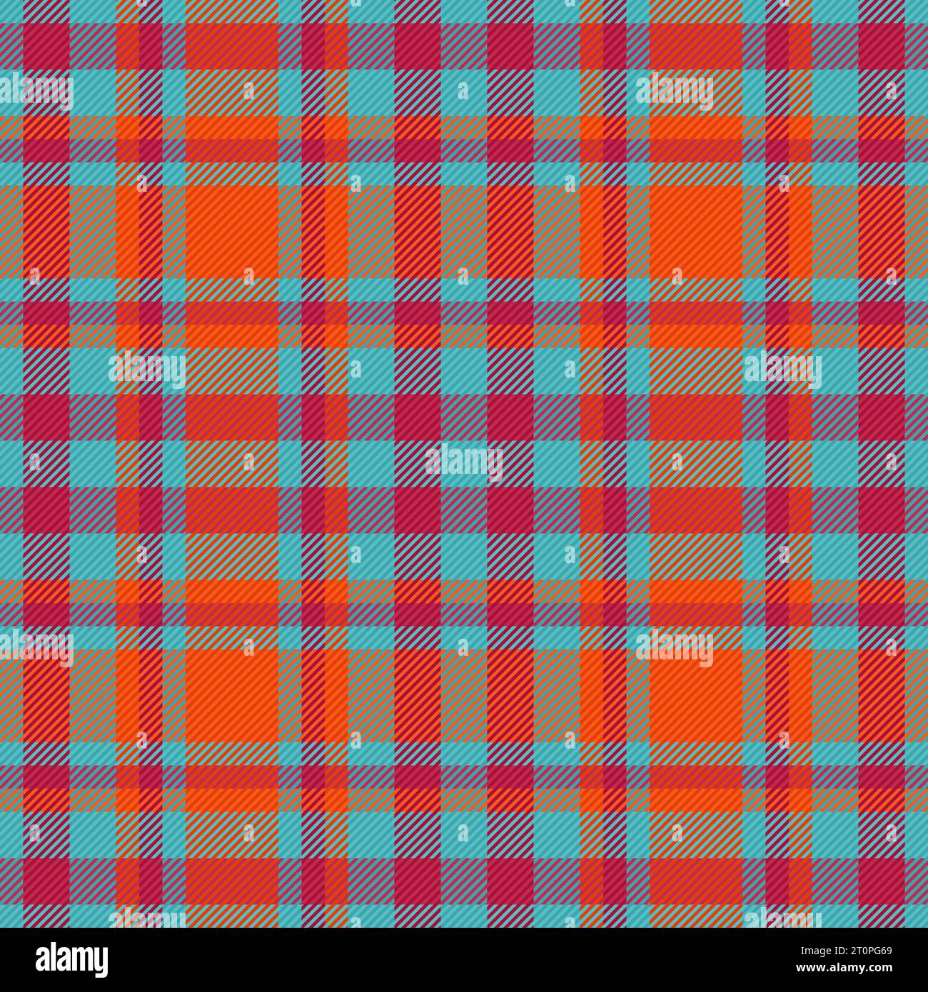 Texture vector fabric of background plaid pattern with a tartan check seamless textile in red and cyan colors. Stock Vector