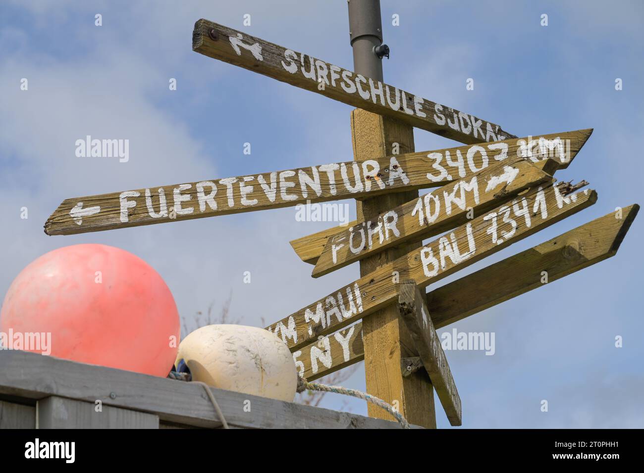 Wegweiser, Ferne, Südkap, Hörnum, Sylt, Schleswig-Holstein, Deutschland Stock Photo
