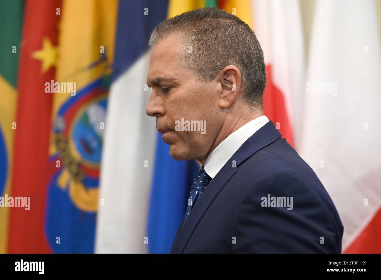 New York, USA. 08th Oct, 2023. Gilad Erdan, Permanent Representative of ...