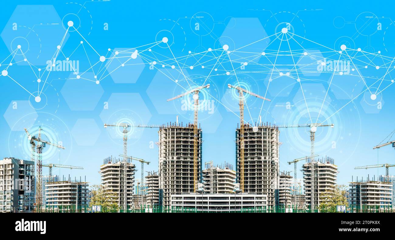 Construction technology banner background. Construction site with