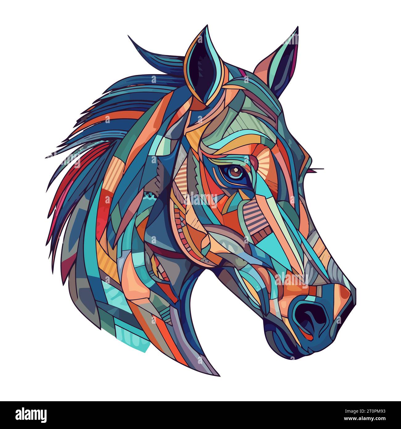 Horse painting in the style of cubism. Abstract painting of a horse in the style of Picasso. Vector illustration. Stock Vector