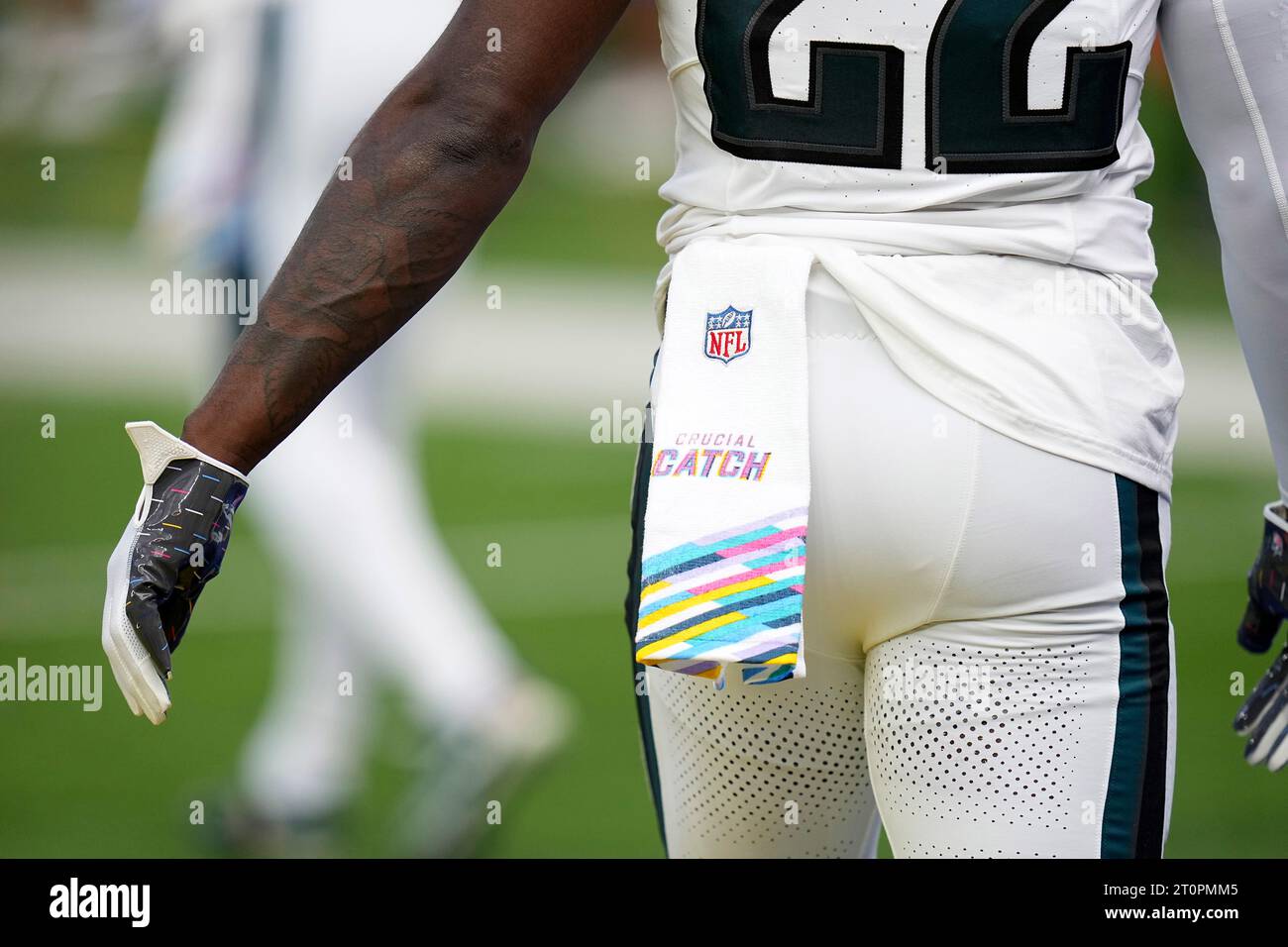 Philadelphia Eagles cornerback Kelee Ringo warms up prior to an NFL