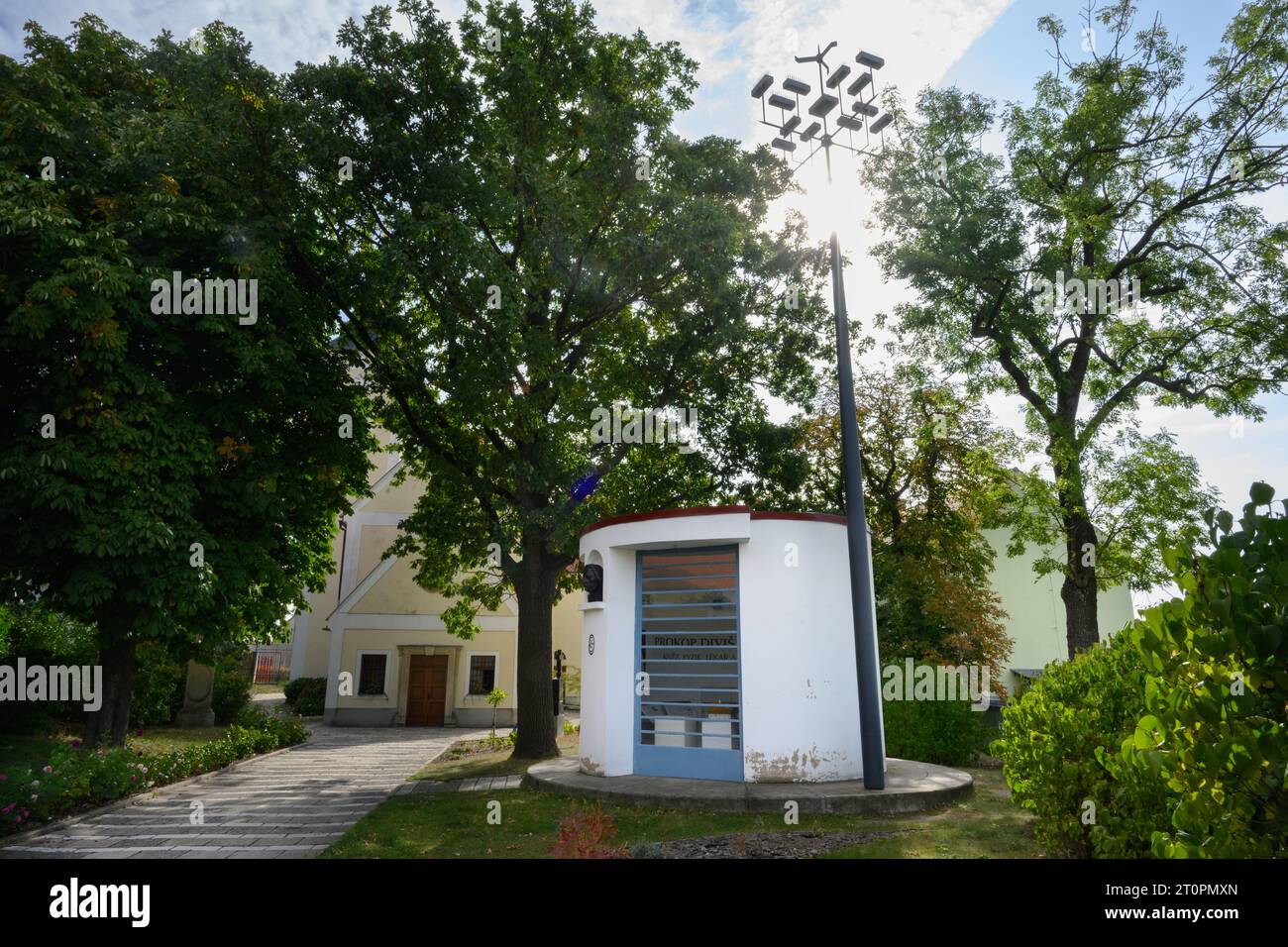 Znojmo, Moravia, Czech Republic - October 1 2023: Prokop Divis Memorial Museum desigend by Bohuslav Fuchs, also called Pamatnik Prokopa Divise Stock Photo