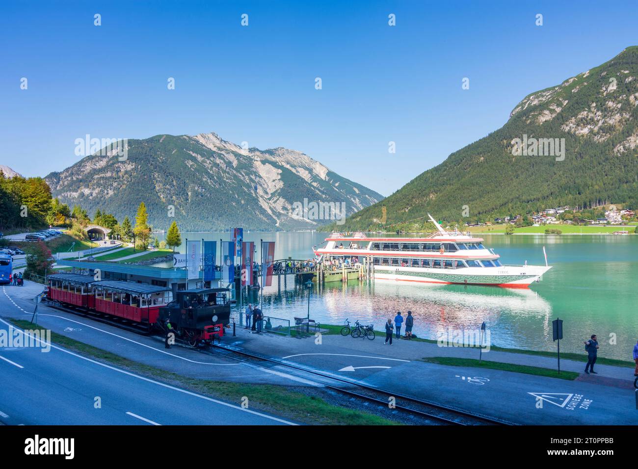 Eben am Achensee: lake Achensee (Achen Lake), Achensee Railway with ...